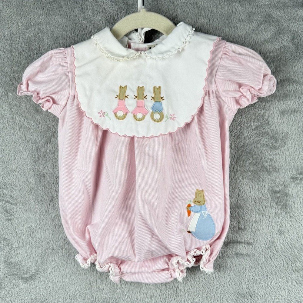 Peter Rabbit Beatrix Potter Bubble‎ Romper 6 Months Easter Pink Coquette VTG